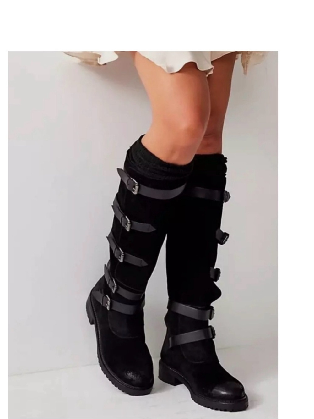 Free People Tristie Buckle Suede Boots Size 9.5 NWT